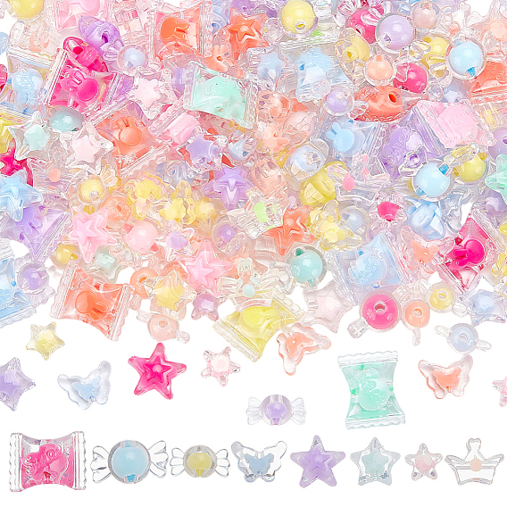 240шт 8 стили прозрачные пластиковые бусины, бусина в бусине, разнообразные
