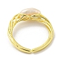 Brass Open Cuff Rings with Natural Pearl