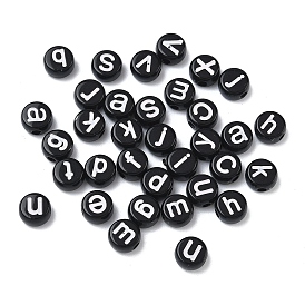 Непрозрачные акриловые бусины, плоские круглые с буквы