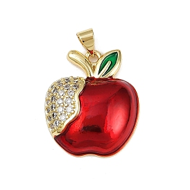 Кулоны из латуни с микропрозрачным паве и кубическим цирконием, без кадмия и без свинца, с эмалью, яблоко