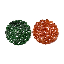 Натуральные окрашенные многожильные звенья из бирманского нефрита, резной диск
