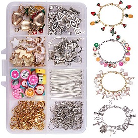 Fabrication de bracelet de bricolage sunnyclue, pendentifs / breloques en alliage émail et style tibétain, perles en pâte polymère et pièces de fer