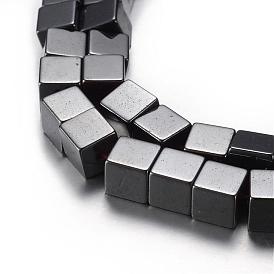 Magnetic Synthetic Hematite Bead Strands, Grade A, Cube