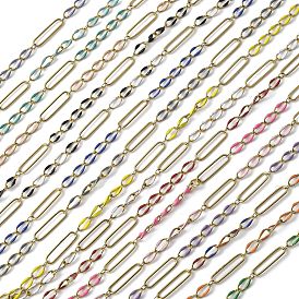 304 цепи Figaro из нержавеющей стали с эмалью, пайки, с катушкой, ионное покрытие (ip), реальный 18 k позолоченный