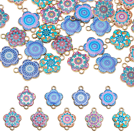 32 шт. 8 цветные напечатанные эмалевые соединительные подвески из сплава, цветок ссылки, золотой свет