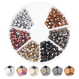Pandahall elite 240pcs 6 couleurs brins de perles d'hématite synthétiques non magnétiques, facette, ronde