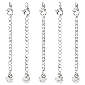 5шт 304 удлинитель цепи из нержавеющей стали, концевые цепочки с застежками-карабинами и петлями в виде сердечек