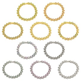 Rack Plating Brass Pave Cubic Zirconia Butterfly Link Bracelets for Women, Long-Lasting Plated