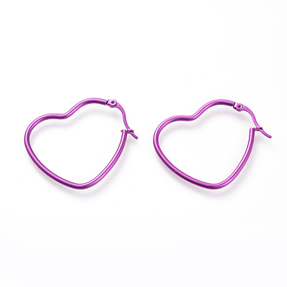 Electroplated 304 Stainless Steel Hoop Earrings, Hypoallergenic Earrings, Heart