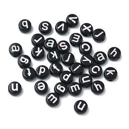 Непрозрачные акриловые бусины, плоские круглые с буквы