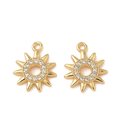 Латунные микропаве прозрачные кубические циркониевые подвески, солнце, без никеля 