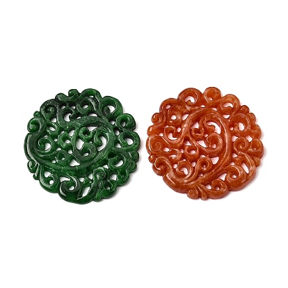 Натуральные окрашенные многожильные звенья из бирманского нефрита, резной диск