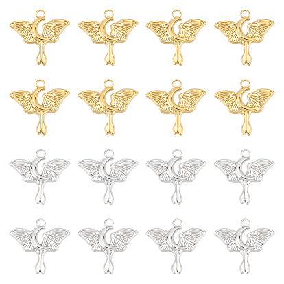 12 шт. 2 цветное ионное покрытие (ip) 304 подвески из нержавеющей стали, бабочка с лунным шармом