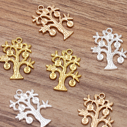 Colgantes de la aleación, árbol con dijes de signo de dólar