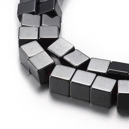 Magnetic Synthetic Hematite Bead Strands, Grade A, Cube