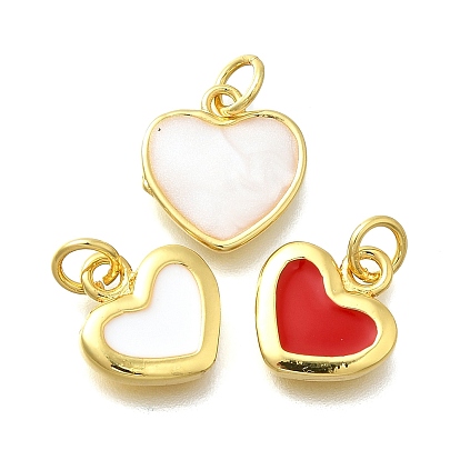 Латунь с эмалевыми подвесками, без свинца и без кадмия, реальный 18 k позолоченный, стойки покрытие, сердце