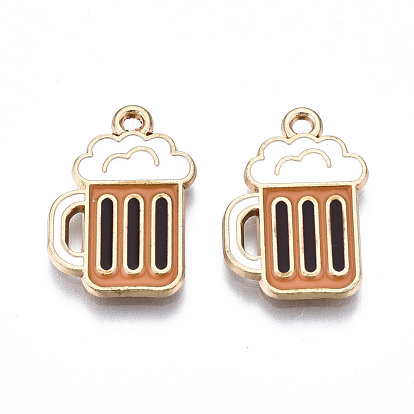 Подвески из экологически чистого сплава с эмалью, без кадмия и без свинца и без никеля, пивной бокал, золотой свет