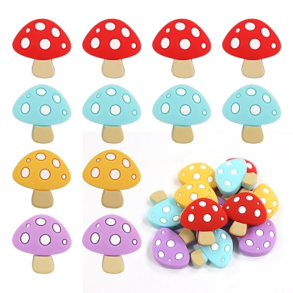 Food Grade Silicone Focal Beads, Mushroom