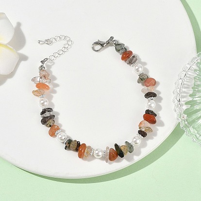 Natural Rutilated Quartz Chip & Shell Pearl Beaded Bracelets