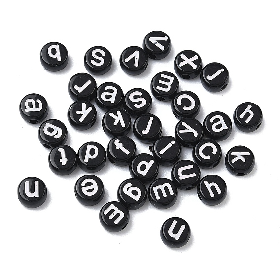 Непрозрачные акриловые бусины, плоские круглые с буквы