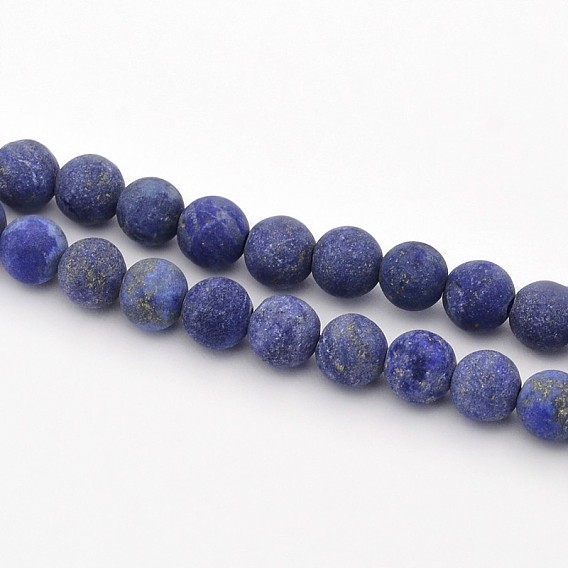 Матовые круглые натуральные лазурита бусы пряди