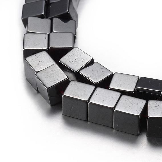Magnetic Synthetic Hematite Bead Strands, Grade A, Cube
