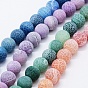 Natural Weathered Agate Beads Strands, Dyed, Round
