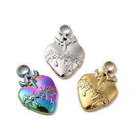Ion Plating(IP) 304 Stainless Steel Pendant, Heart Charm