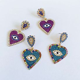 Chic Heart-shaped Earrings with Gemstone Eyes and Diamond Accents