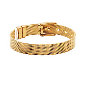 Stainless Steel Watch Chain Titanium Keeper Bracelet Mesh Bangle Jewelry Set
