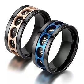 Hollow stainless steel rotating ring personalized titanium steel ring men's and women's stainless steel jewelry