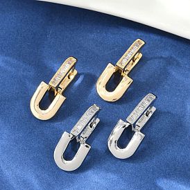 U-образные серьги-кольца из латуни с прозрачным кубическим цирконием