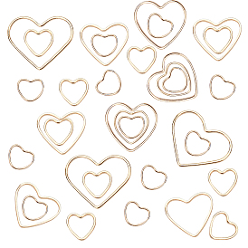 60Pcs 6 Style Brass Linking Rings, Long-Lasting Plated, Heart