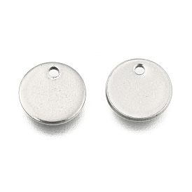 304 Stainless Steel Stamping Blank Tag Flat Round Charms Pendants, 8x1mm, Hole: 1mm