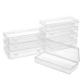 10Pcs Transparent Plastic Bead Containers, with Hinged Lids, Rectangle