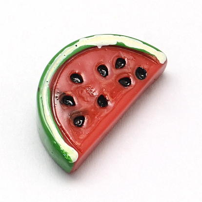 Watermelon Resin Decoden Cabochons, Imitation Food, 12x22x6.5mm