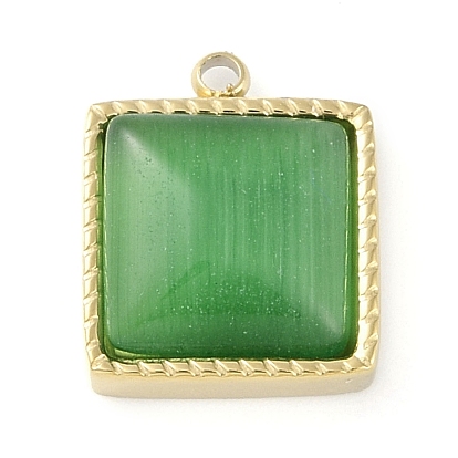 Подвески кошачий глаз, с ионным покрытием (ip) 304 выводы из нержавеющей стали, ручная полировка, квадратный