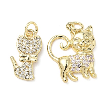 Латунные микро проложить кубического циркония подвески, без кадмия и без свинца, форма кошки, с целью перехода в кольце