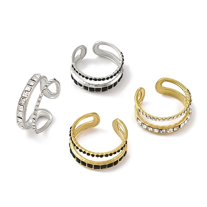 Ионное покрытие (ip) 304 открытая манжета из нержавеющей стали для женщин, со стразами