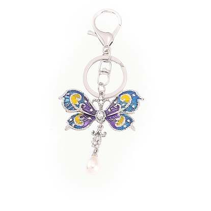 Сплав цинка брелок, с эмалью и стразами, бабочка