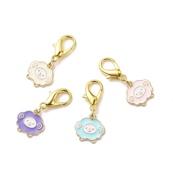 Подвесные украшения из эмали из сплава овцы, подвески с застежкой-лобстером, подвески на клипсах, для брелка, кошелек, украшение для рюкзака, маркер стежка