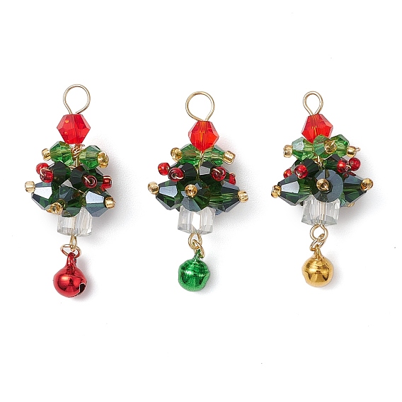 3 шт 3 цвета стеклянные подвески на рождественскую тематику, с медной проволокой, золотые, рождественские елки подвески