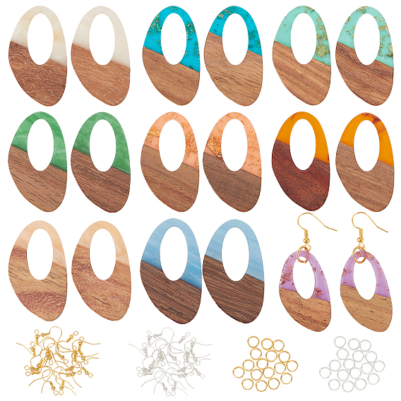 Наборы для изготовления сережек diy, 18 шт 9 цвета подвески из смолы и ореха, два тона, слеза, 36 шт. 2 цвета латунных крючков для сережек и 36 шт. 2 цвета латунного прыжкового кольца