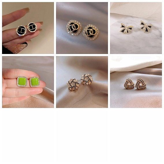 Alloy Rhinestone Earrings for Women