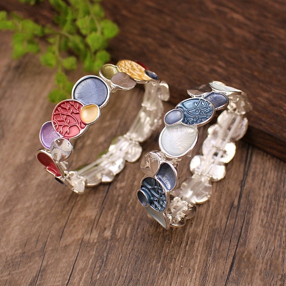 Круглые браслеты из эмали с изображением дерева жизни, сплав браслеты для женщин