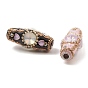 Handmade Indonesia Alloy Beads, with Resin Findings and Rhinestone, ABS Imitation Pearl, Oval with Heart