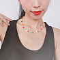 Colorful Glass Bead Flower Necklace for Women, Fashionable and Versatile Collarbone Chain