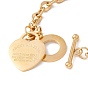 Heart with Word Above All Else Charm Bracelet with Cable Chains, Ion Plating(IP) 304 Stainless Steel Jewelry for Women
