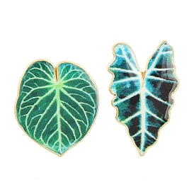 Эмалевые значки в форме листа для рюкзака или одежды, золотые