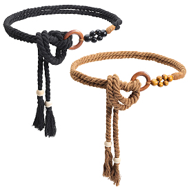 2шт. 2 цветов, ручная работа, плетение, хлопковый пояс-цепочка на талию для женщин, дамских платьев